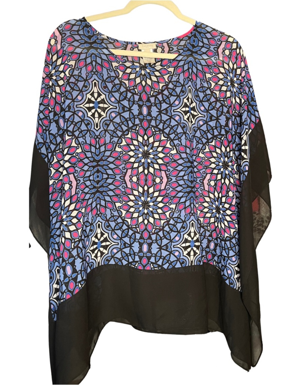 Talbots Sheer Mosaic-Print Tunic in Blue, Pink & Black